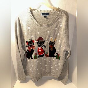 Karen Scott Cat Christmas Sweater
